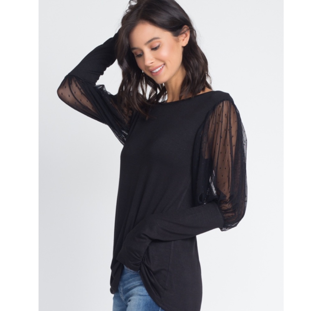 Boat Neck Balloon Sleeve Top - Picture 4 of 8